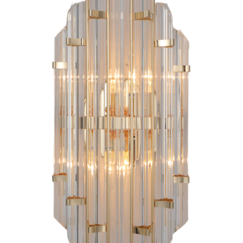 Arandela Led Metal e Cristal Dourado 22x55cm - Sindora DCB00252
