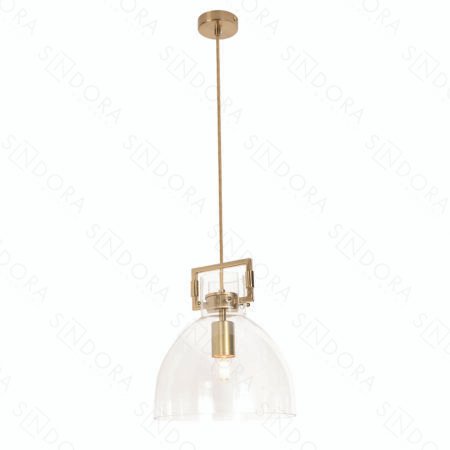 Pendente Metal Bronze e Vidro Transparente 29×25CM - Sindora DCD02958