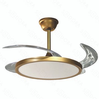 Pendente Ventilador Led 100% Cobre Dourado 50x56cm - Sindora DCF08007