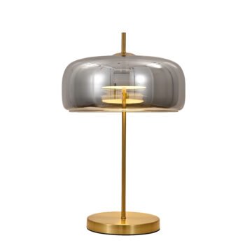 Abajur Metal Bronze e Vidro Fumê 33x58cm - Sindora DCT04107