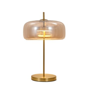 Abajur Metal Bronze e Vidro Âmbar 33x58cm - Sindora DCT04108