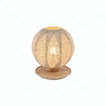 Abajur Madeira e Vidro, Linho Palha 25x25x30cm - Sindora DCT04138