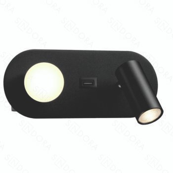 Arandela com USB Metal Preto e Acrílico 20×9×8CM – Sindora DCB01803