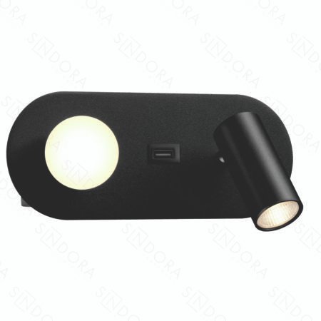 Arandela com USB Metal Preto e Acrílico 20×9×8CM – Sindora DCB01803