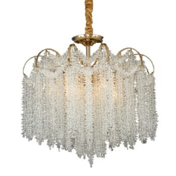 Pendente Metal Dourado e Cristal Transparente 40×56CM - Sindora DCD00487
