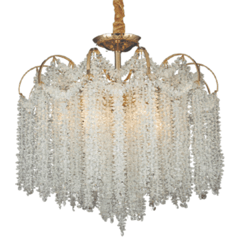 Pendente Dourado Cristais Transparentes 75×60CM - Sindora DCD00488