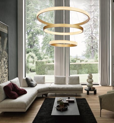 Pendente Alumínio Dourado Fosco 40×60×80CM – Sindora DCD015073
