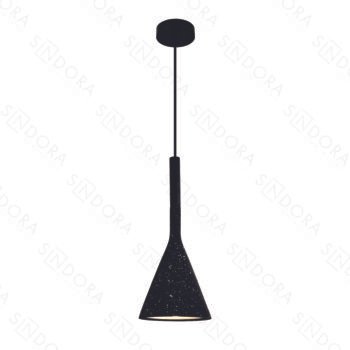 Pendente em Metal e Concreto Preto com Pedra 15x35CM - Sindora DCD02602