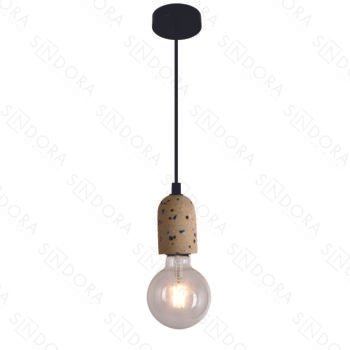 Pendente em Metal e Concreto Amarelo com Pedra  6x9CM - Sindora DCD02610