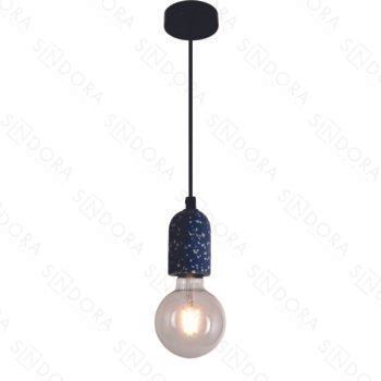 Pendente em Metal e Concreto Azul com Pedra  6x9CM - Sindora DCD02611
