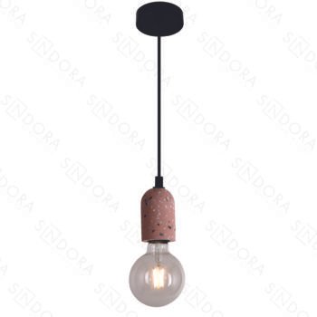 Pendente em Metal e Concreto Rosa com Pedra  6x9CM - Sindora DCD02612
