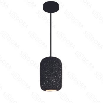 Pendente em Metal e Concreto Preto com Pedra 9x16CM - Sindora DCD02615