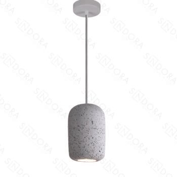 Pendente em Metal e Concreto Branco com Pedra 9x16CM - Sindora DCD02616