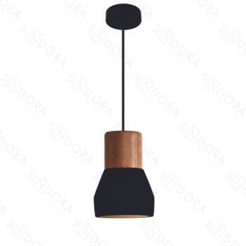 Pendente em Metal e Concreto Preto 12x18CM - Sindora DCD02619