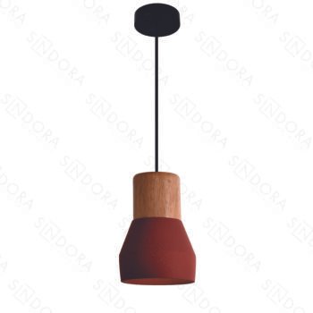 Pendente em Metal e Concreto Vermelho12x18CM - Sindora DCD02621