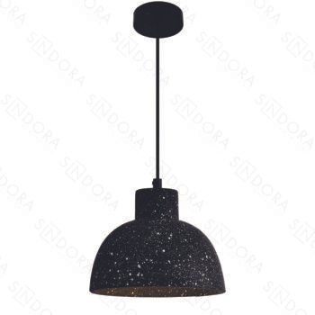 Pendente em Metal e Concreto Preto com Pedra 20,5x17CM - Sindora DCD02624