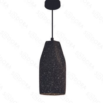 Pendente em Metal e Concreto Preto com Pedra 12x26CM - Sindora DCD02626