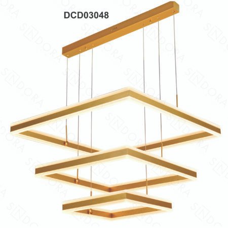 Pendente Alumínio Escovado Dourado e Acrílico 40×60×80CM - Sindora DCD03048