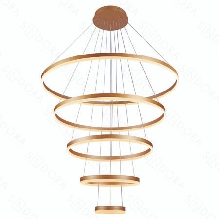 Pendente Alumínio Dourado e Acrílico 20×40×60×80×100CM - Sindora DCD03091