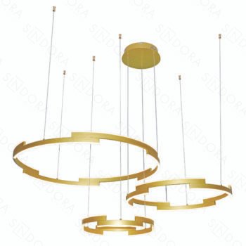 Pendente Alumínio Escovado Dourado e Acrílico 40×60×80CM - Sindora DCD03159