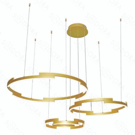Pendente Alumínio Escovado Dourado e Acrílico 40×60×80CM - Sindora DCD03159