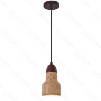 Pendente em Pedra Amarela com Madeira Marrom 12x18CM - Sindora DCD04080