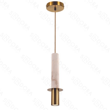 Pendente em Metal Bronze com Mármore Branco 6x41,5 - Sindora DCD04082