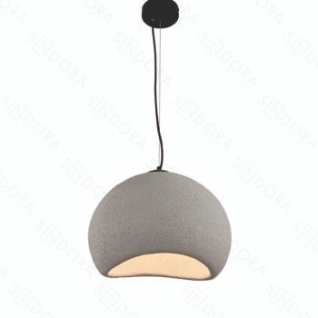 Pendente em Metal e Resina com Concreto Preto 80x40CM - Sindora DCD04125