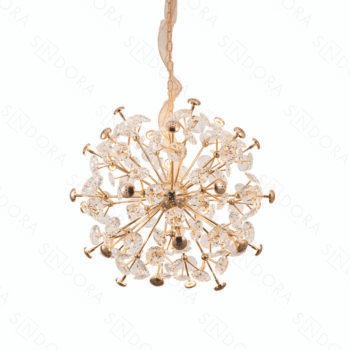Pendente Metal Dourado e Cristal 62cm- Sindora DCD06214