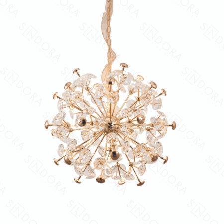 Pendente Metal Dourado e Cristal 62cm- Sindora DCD06214