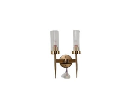 Arandela Metal Bronze e Vidro Transparente 23×43 cm – Sindora DCB00276