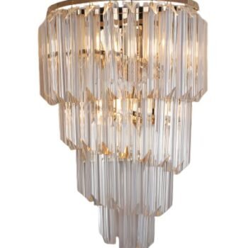 Arandela Metal Dourado e Vidro Transparente 30×43 cm – Sindora DCB00280