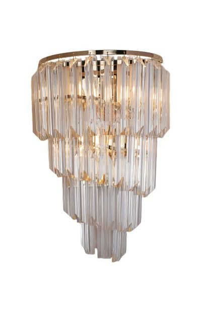 Arandela Metal Dourado e Vidro Transparente 30×43 cm – Sindora DCB00280