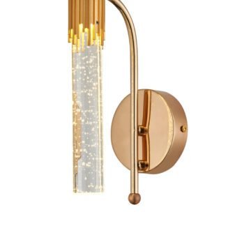 Arandela Metal Dourado e Cristal 10×24 cm – Sindora DCB02109