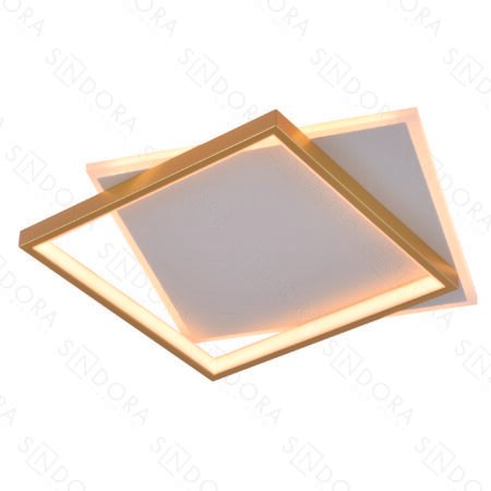 Plafon Metal Dourado Acrílico e Silicone 40×40 cm - Sindora DCX03126