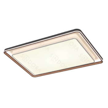 Plafon Metal Cinza e Marrom e Policarbonato 108×70×9 cm - Sindora DCX03263