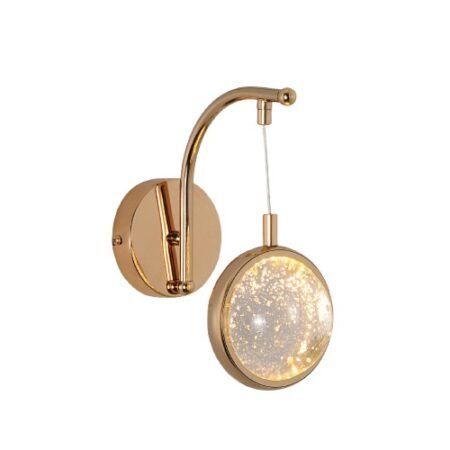 Arandela Metal Dourado e Cristal 19×12×19 cm – Sindora QB05109