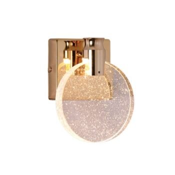 Arandela Metal Dourado e Cristal 16,5×13×8 cm – Sindora QB05114