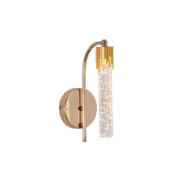 Arandela Metal Dourado e Cristal 23×3,5×13 cm – Sindora QB05123