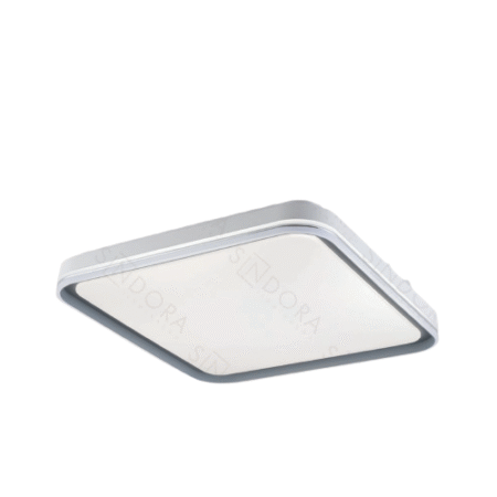 Plafon Metal Cinza e Acrílico 50×50×8 cm - Sindora DCX02318