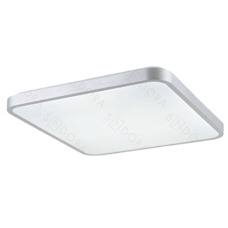 Plafon Metal Prata 49×49×5 cm com Acrílico